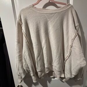 American Eagle Outfitters Cream Crew Neck Sweater